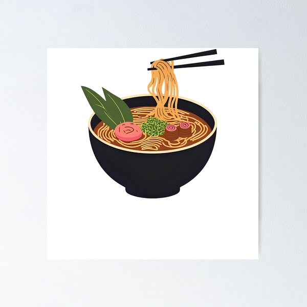 Item preview, Simple Ramen Noodle Bowl | Minimal Pho Food Art Design designed and sold by BeBetterPeople.