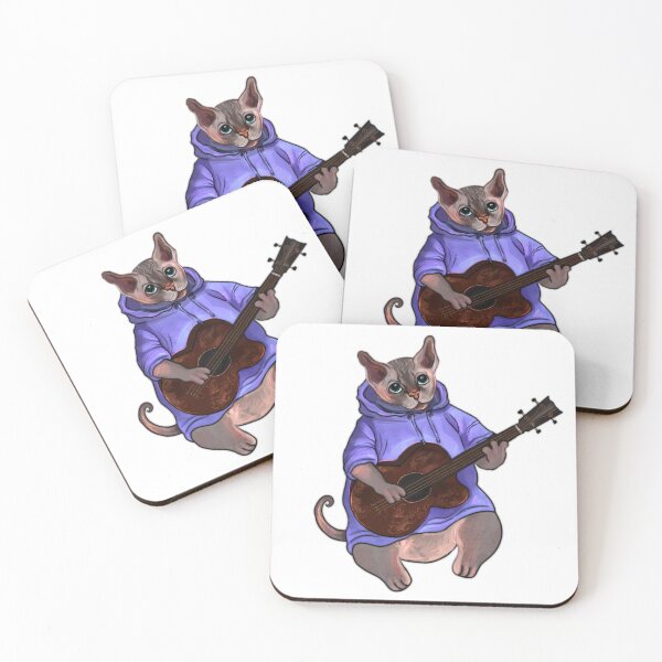 Item preview, Tom the baldy cat on ukulele (Blue hoodie) designed and sold by Ladytaleart.