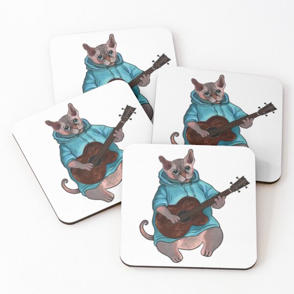 Item preview, Tom the baldy cat on ukulele (Light blue hoodie) designed and sold by Ladytaleart.