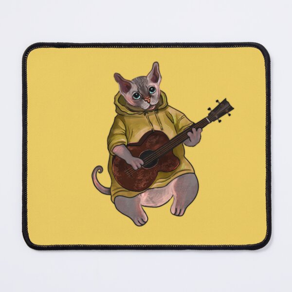 Item preview, Tom the baldy cat playing ukulele (Yellow hoodie) designed and sold by Ladytaleart.
