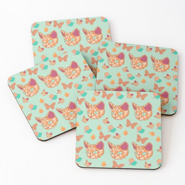 Item preview, Geometric cat face and artichoke vegetable pattern designed and sold by BritishDelights.