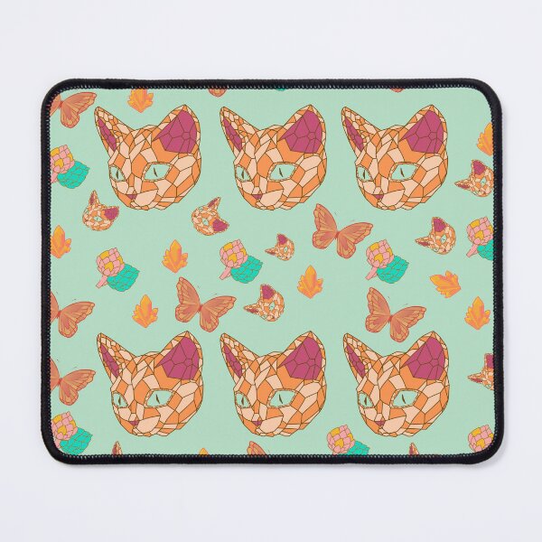 Item preview, Geometric cat face and artichoke vegetable pattern designed and sold by BritishDelights.