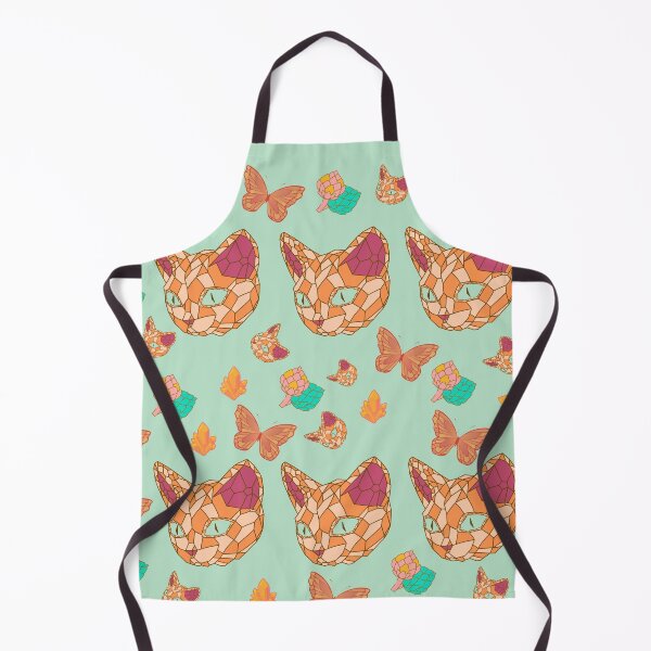 Item preview, Geometric cat face and artichoke vegetable pattern designed and sold by BritishDelights.