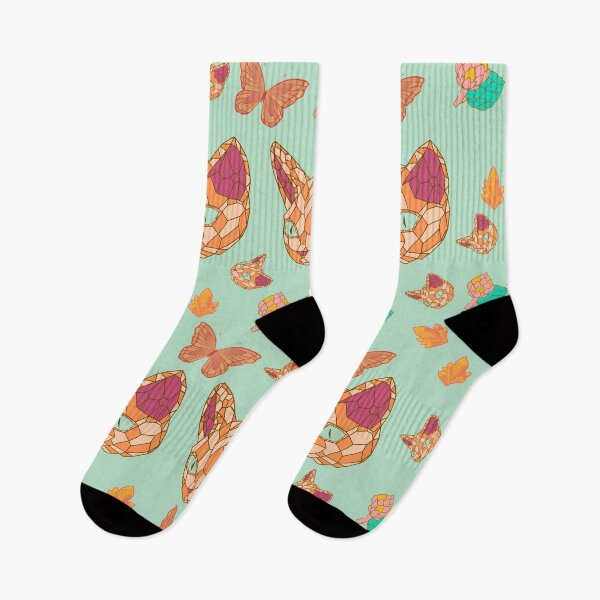Item preview, Geometric cat face and artichoke vegetable pattern designed and sold by BritishDelights.