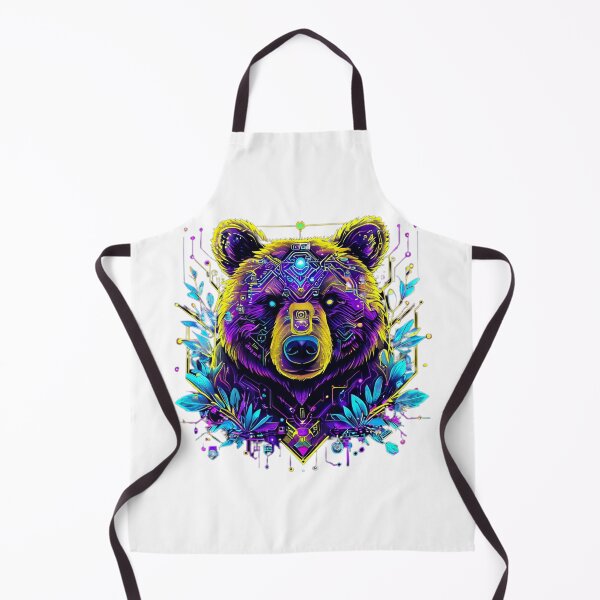Item preview, Cyber Floral Bear - Purple Yellow Beast with Blue Botanical Circuits - Mystical Biomechanical Animal Art for T-shirt designed and sold by Naturalite19.