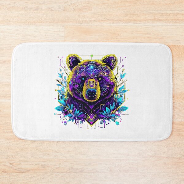 Item preview, Cyber Floral Bear - Purple Yellow Beast with Blue Botanical Circuits - Mystical Biomechanical Animal Art for T-shirt designed and sold by Naturalite19.