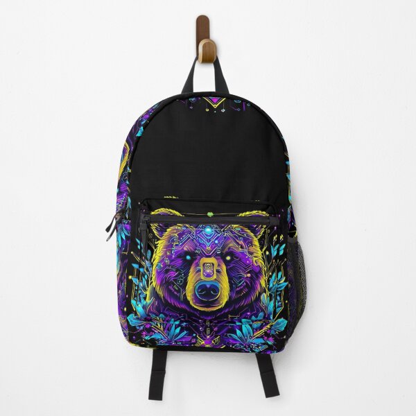 Item preview, Cyber Floral Bear - Purple Yellow Beast with Blue Botanical Circuits - Mystical Biomechanical Animal Art for T-shirt designed and sold by Naturalite19.