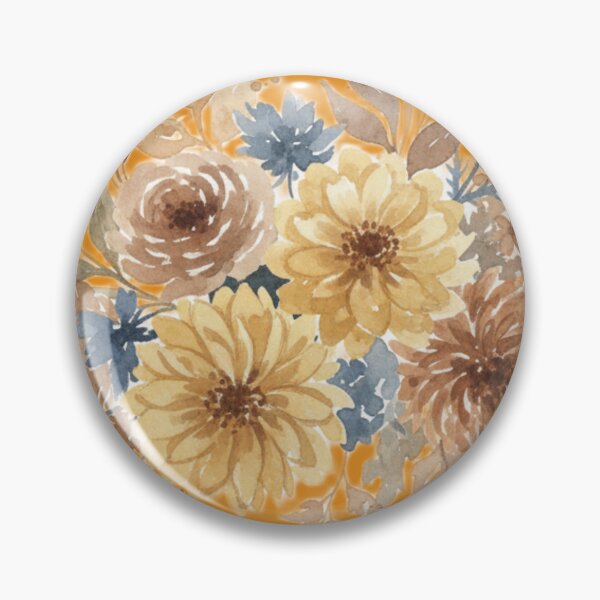 Item preview, Autumn Floral Watercolor Arrangement - Butter Yellow, Browns, Beiges & Blue designed and sold by Studio Yvonne .
