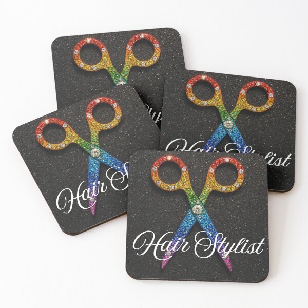 Item preview, hair stylist rainbow glitter scissors black background designed and sold by mariana83.
