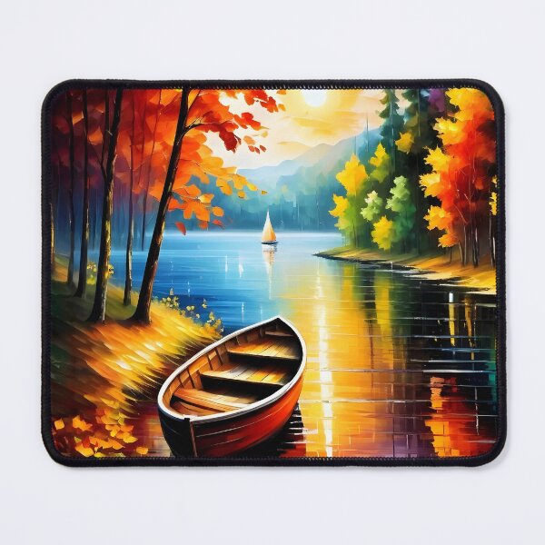 Item preview, a boat on the lake in the evening designed and sold by Pavel Polyansky.