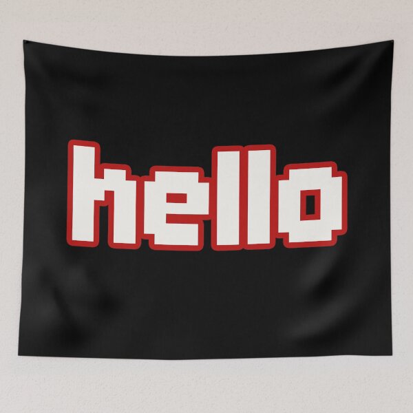 Item preview, hello in 8-bit Pixel Red Outline designed and sold by Memes N Lore .