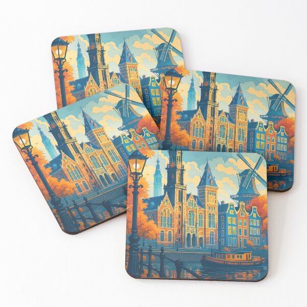 Item preview, Amsterdam Netherlands Travel Art – Retro Autumn Dreams designed and sold by Earth Celebration Designs.