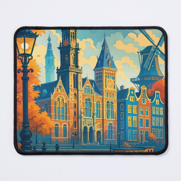Item preview, Amsterdam, Netherlands Travel Art – Retro Autumn Dreams designed and sold by Earth Celebration Designs.