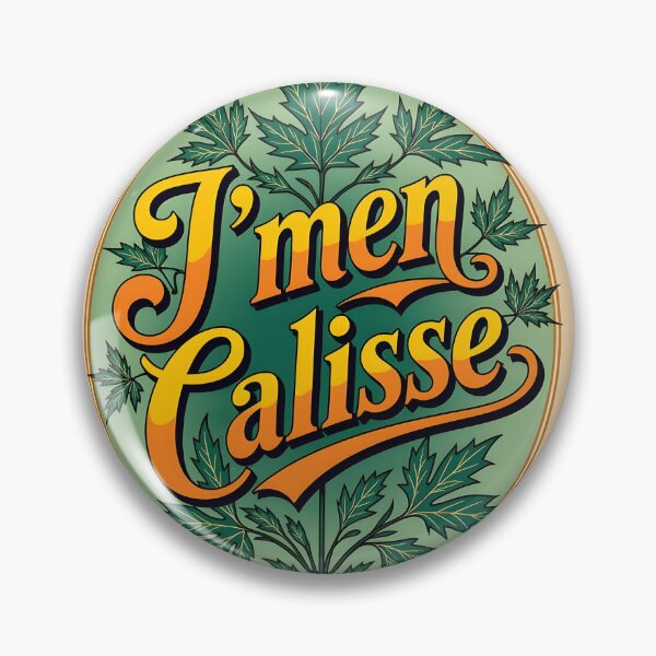 Item preview, J’men Calisse – Elegant Yellow Text on Vintage Paper with Green Maple Leaves designed and sold by EmeraldeaArt.