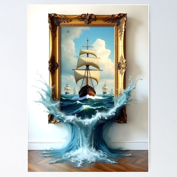 Item preview, ship, water explosion, painting designed and sold by Pavel Polyansky.
