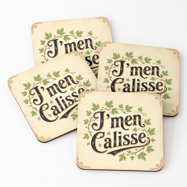Item preview, J’men Câlisse – Vintage Typography with Green Maple Leaves designed and sold by EmeraldeaArt.