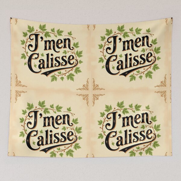 Item preview, J’men Câlisse – Vintage Typography with Green Maple Leaves designed and sold by EmeraldeaArt.
