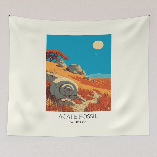 Item preview, Agate Fossil Beds Nebraska Vintage Poster | Niobrara Valley Art Print | Paleontology Decor designed and sold by TuncGK.