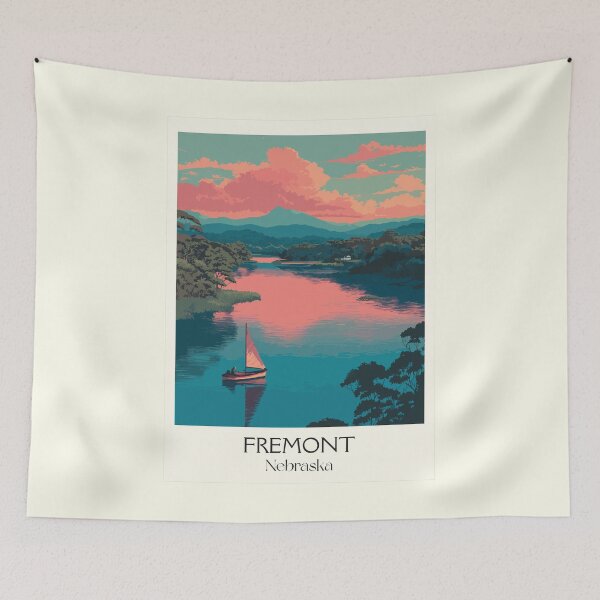 Item preview, Fremont Nebraska Vintage Travel Poster | Platte River Lakes Art Print | Midwest Scenery Decor designed and sold by TuncGK.