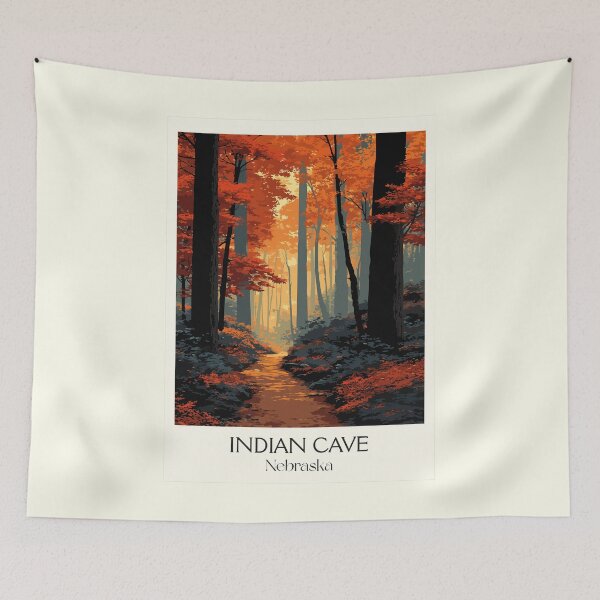 Item preview, Indian Cave State Park Nebraska Vintage Poster | Missouri River Bluffs Art Print | Autumn Hiking Decor designed and sold by TuncGK.