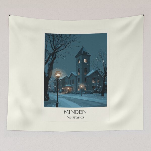 Item preview, Minden Nebraska Vintage Travel Poster | Christmas City Art Print | Winter Wonderland Decor designed and sold by TuncGK.