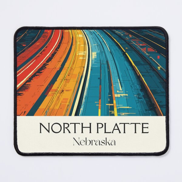 Item preview, North Platte Nebraska Vintage Poster | Bailey Yard Railroad Art Print | Modern Light Trails Decor designed and sold by TuncGK.