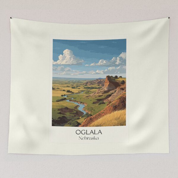 Item preview, Ogallala Nebraska Vintage Travel Poster | South Platte River Art Print | Western Trail Decor designed and sold by TuncGK.
