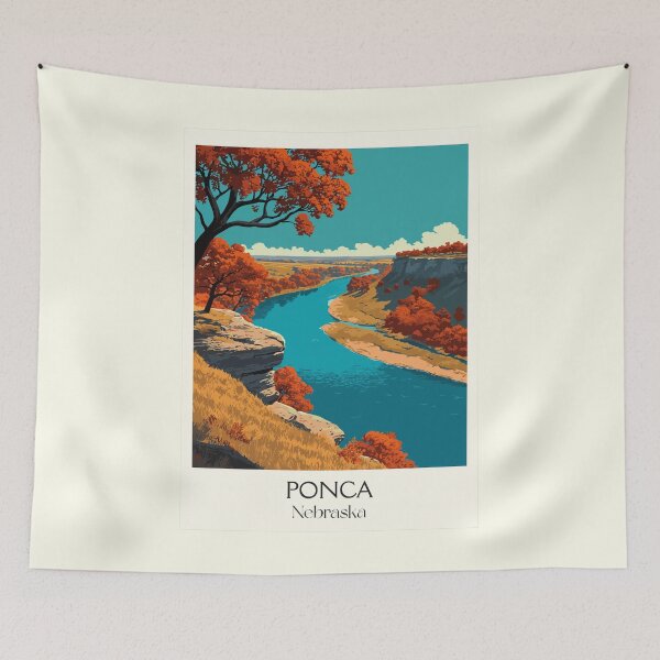 Item preview, Ponca State Park Nebraska Vintage Poster | Missouri River Bluffs Art Print | Autumn Scenery Decor designed and sold by TuncGK.