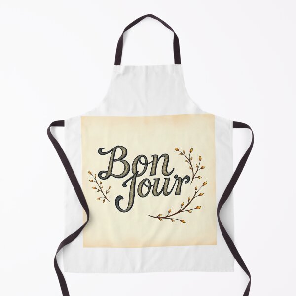 Item preview, Bonjour – Black Vintage Text with Fall Flowers on Vintage Paper designed and sold by EmeraldeaArt.