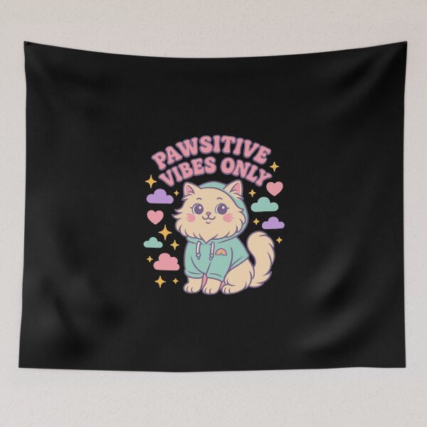 Item preview, Pawsitive Vibes Only Cat Quote Gift designed and sold by WhiskerlyGfx.