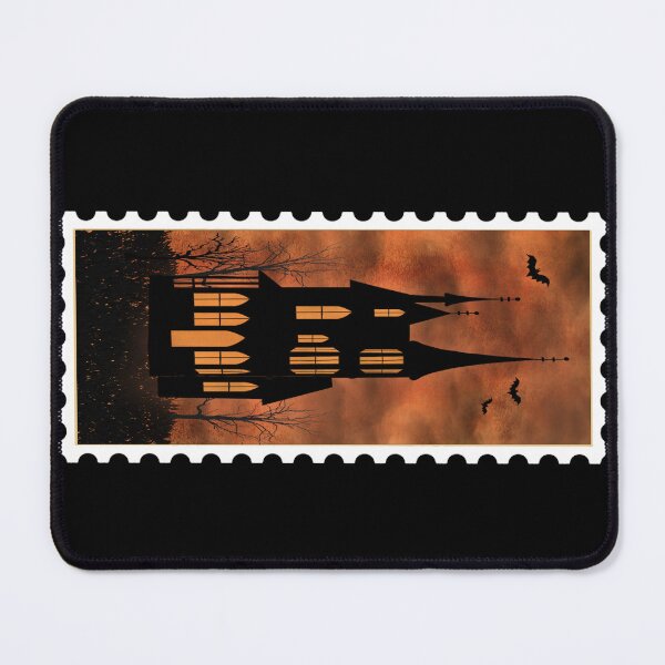 Item preview, Spooky Halloween Haunted House postage stamp design designed and sold by StephJChild.