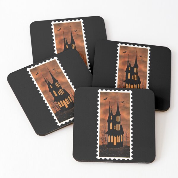 Artikelvorschau, Gruseliges Halloween-Spukhaus-Briefmarkendesign entworfen und verkauft von StephJChild.