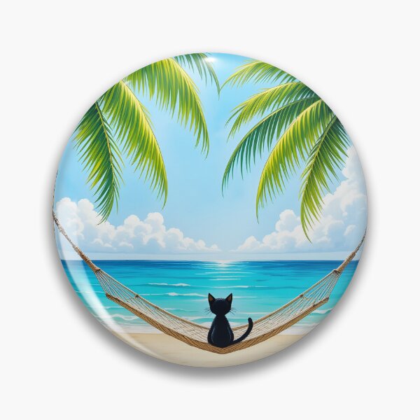 Item preview, Ocean-Gazing Kitten – Tropical Paradise Colored Pencil Sketch designed and sold by JiffyGirls.