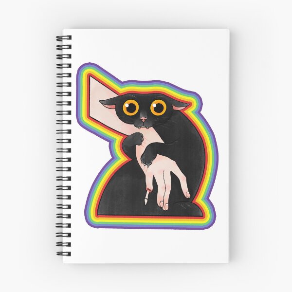 Item preview, Rainbow Outline Black Cat Bite – Funny Creepy Cute Pop Art Design designed and sold by J-Mindful.
