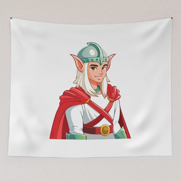 Item preview, Portrait of a man elf, fantasy elegant elven warrior face with pointed ears and long white hair designed and sold by Danler.