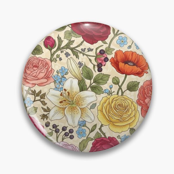 Artikelvorschau, Vintage Blumenmuster mit Rosen, Lilien und Pfingstrosen entworfen und verkauft von Vision Crafted.