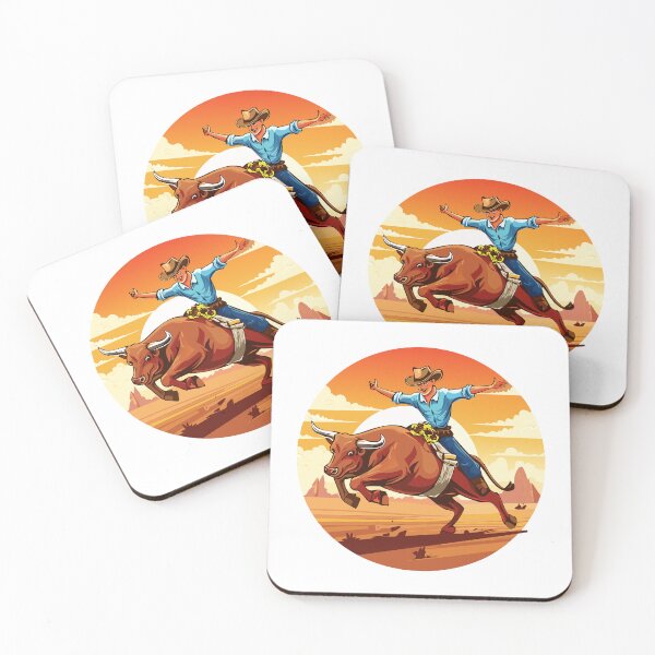 Item preview, Rodeo, Cowboy riding a bull, rodeo cowboy riding a bucking bull, Bull Rider, wild horned bull with and lucky man in cowboy hat designed and sold by Danler.