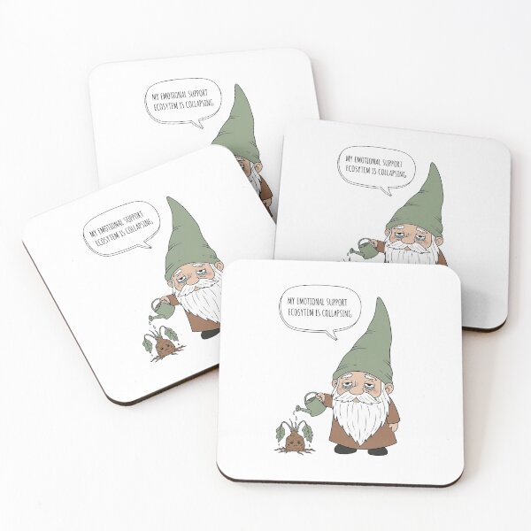 Item preview, A Solemn Portrait of a Weary Gnome Tending to His Collapsing Emotional Support Ecosystem designed and sold by NewGenWitchcraft.