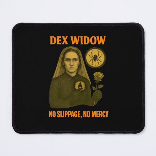 Item preview, "DEX Widow – No Slippage, No Mercy" | Crypto Femme Fatale Design designed and sold by BitCrop.