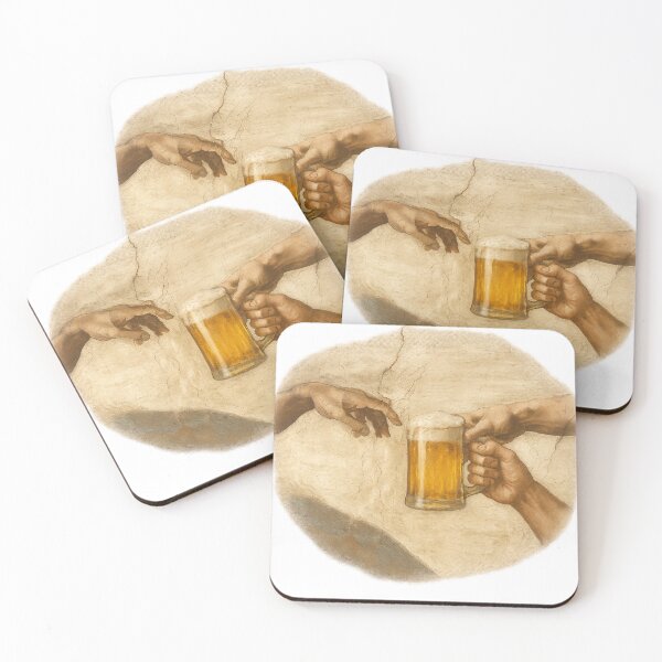 Item preview, The Creation of Beer – Funny Michelangelo Parody designed and sold by MerchbvyTodd.