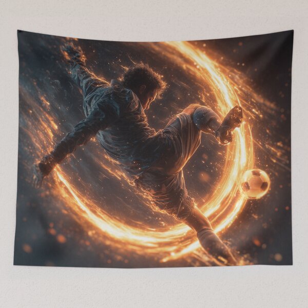 Item preview, Fiery Soccer Bicycle Kick Art – Dynamic Football Poster designed and sold by ArgentoArt.