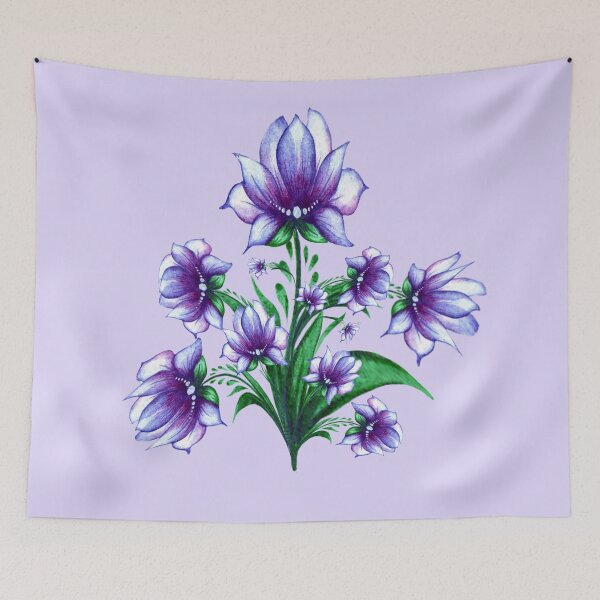 Item preview, Lilack-violet flowers of Ukraine in Petrykivka style, author's drawing designed and sold by Sunflower-7.