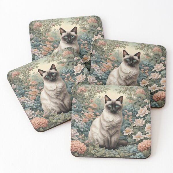 Item preview, Elegant Siamese Cat in Flower Garden designed and sold by RowanGraphics.