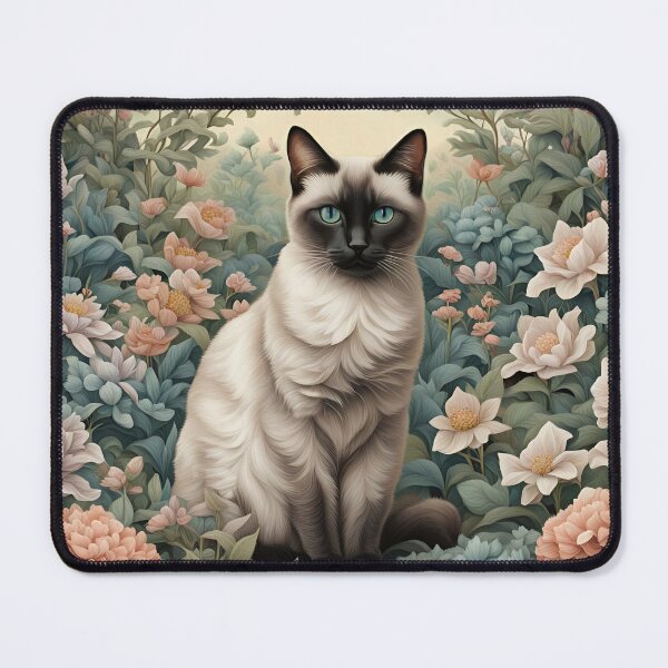 Item preview, Elegant Siamese Cat in Flower Garden designed and sold by RowanGraphics.
