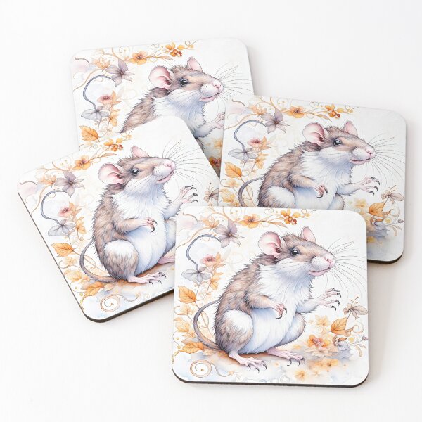 Item preview, Cute Little Rat Among Autumn Flowers and Leaves designed and sold by LanaGustavsson.