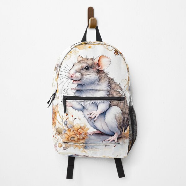 Item preview, Cute Little Rat Among Autumn Flowers and Leaves designed and sold by LanaGustavsson.