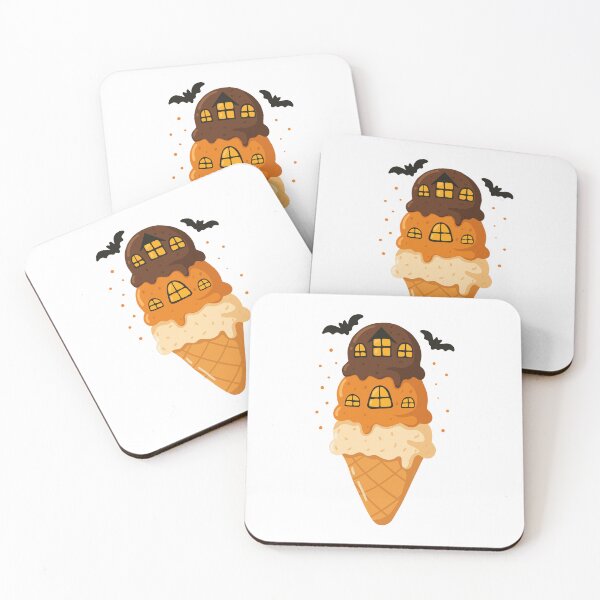 Item preview, Halloween Ice Cream Haunted House with Bats – Cute Spooky Dessert Illustration designed and sold by KateArt26.