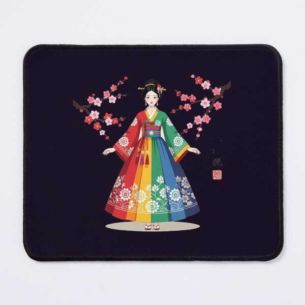 Item preview,   Elegant Korean Hanbokwith Rose & Peony Patterns, Colorful Stripes, designed and sold by PaintMeWorld.