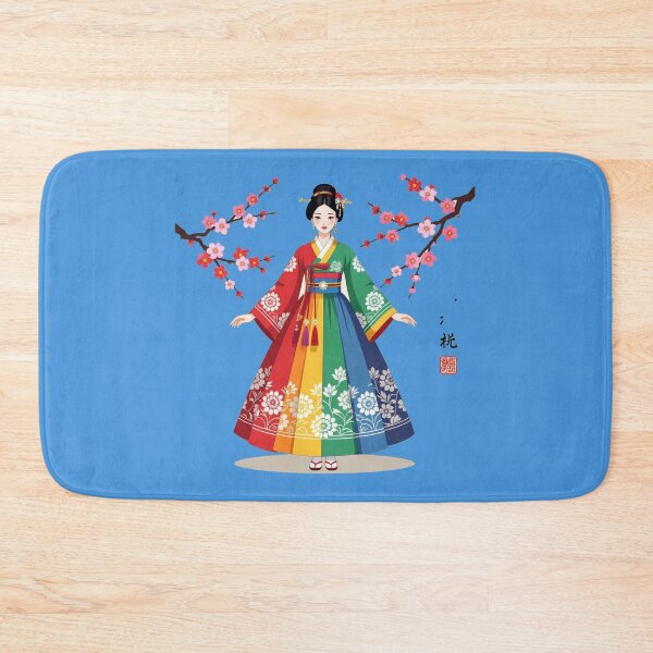 Item preview,   Elegant Korean Hanbokwith Rose & Peony Patterns, Colorful Stripes, designed and sold by PaintMeWorld.