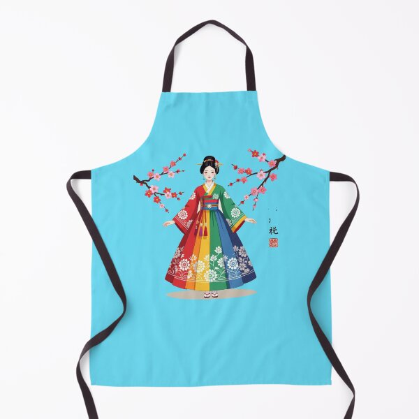 Item preview, Elegant Korean Hanbokwith Rose & Peony Patterns, Colorful Stripes, designed and sold by PaintMeWorld.